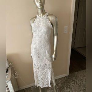Boho White Lace open back Dress size L